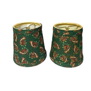 Vintage Lamp Shade Clip On Chandelier Christmas Poinsettia French Horn Pair